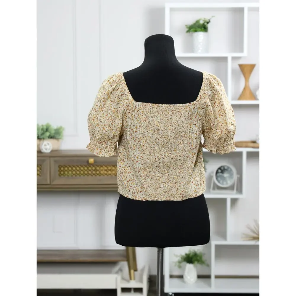 Madewell Bundle Floral Smocked Puff Sleeve Top Linen Blend Tank Boho Cottagecore